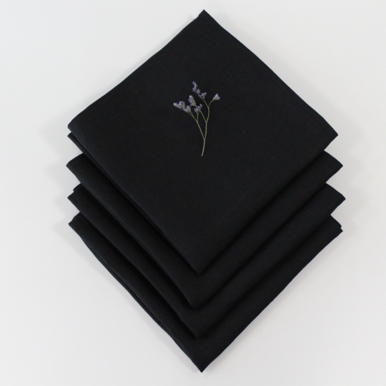 Irish Linen Black Napkins - Set of 4