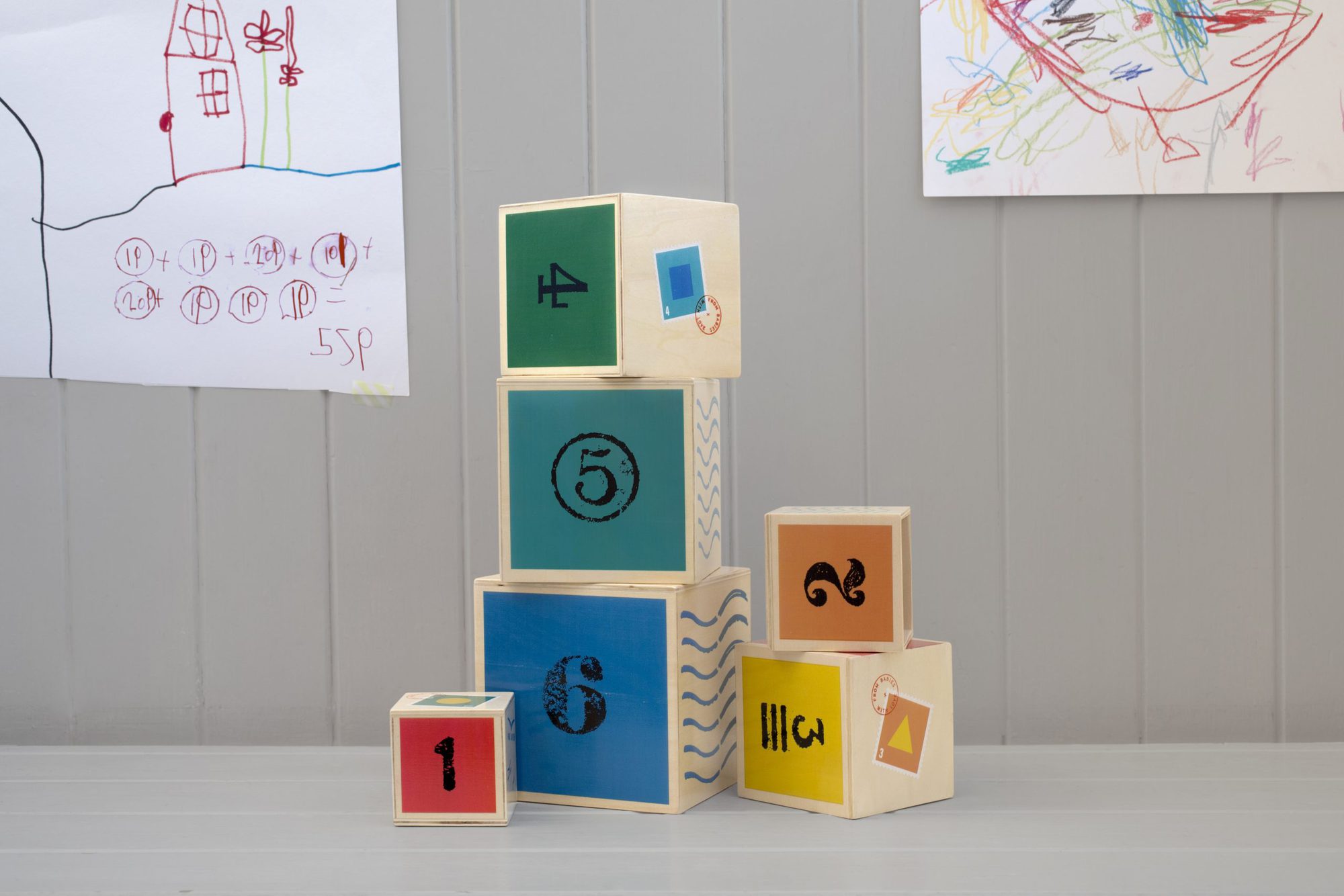 Nautical Nesting Cubes Wooden Toy