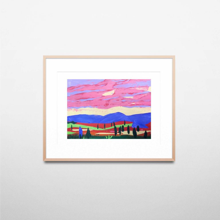 Landscape with pink sky by Richard