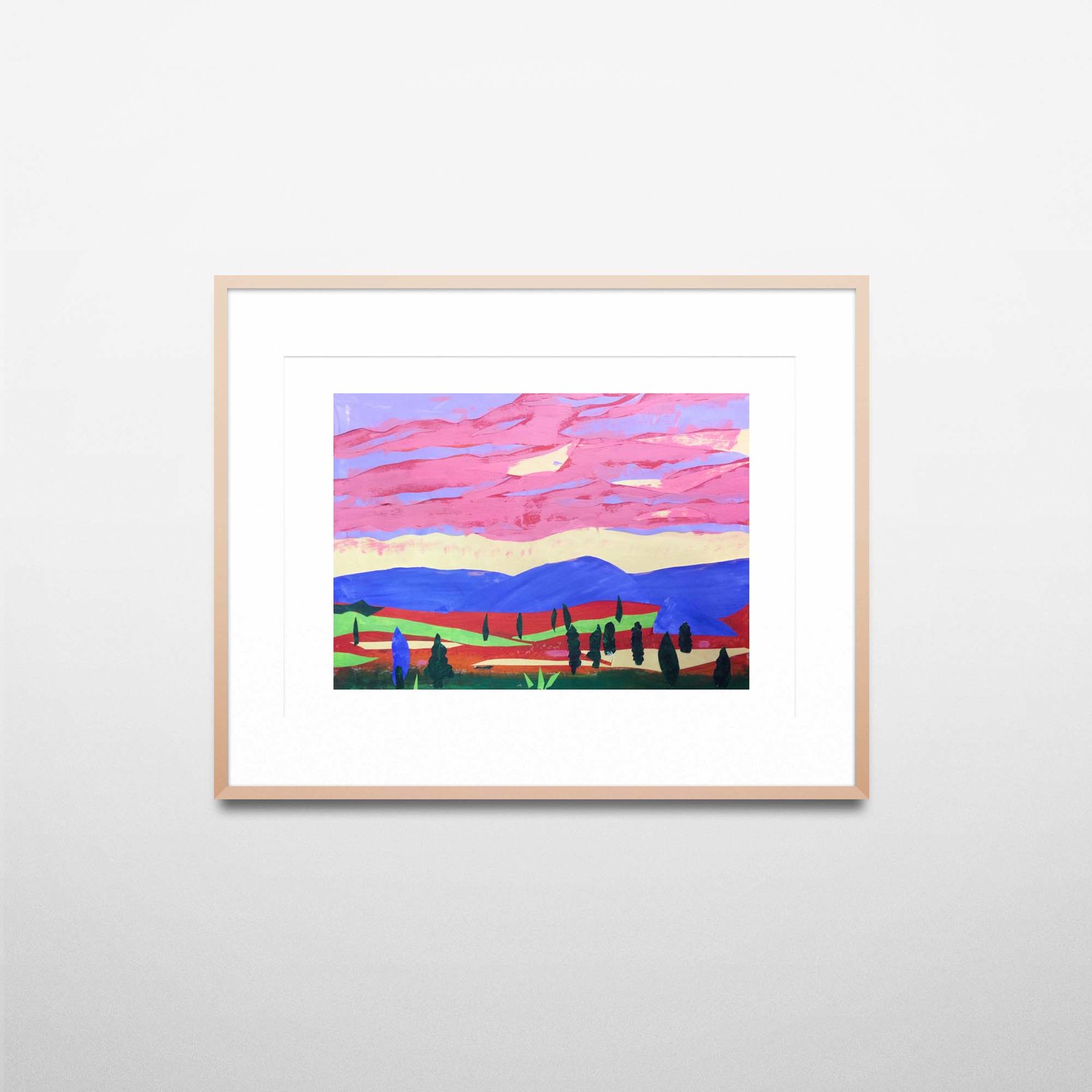 Landscape with pink sky by Richard