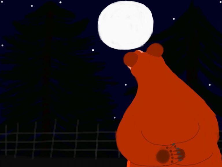 Bear looking at the moon by Mali