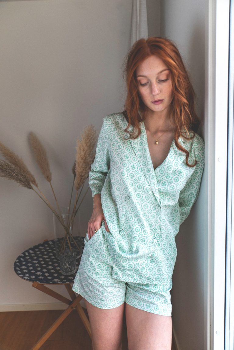 Shirley Pyjama Shirt - Green Tile