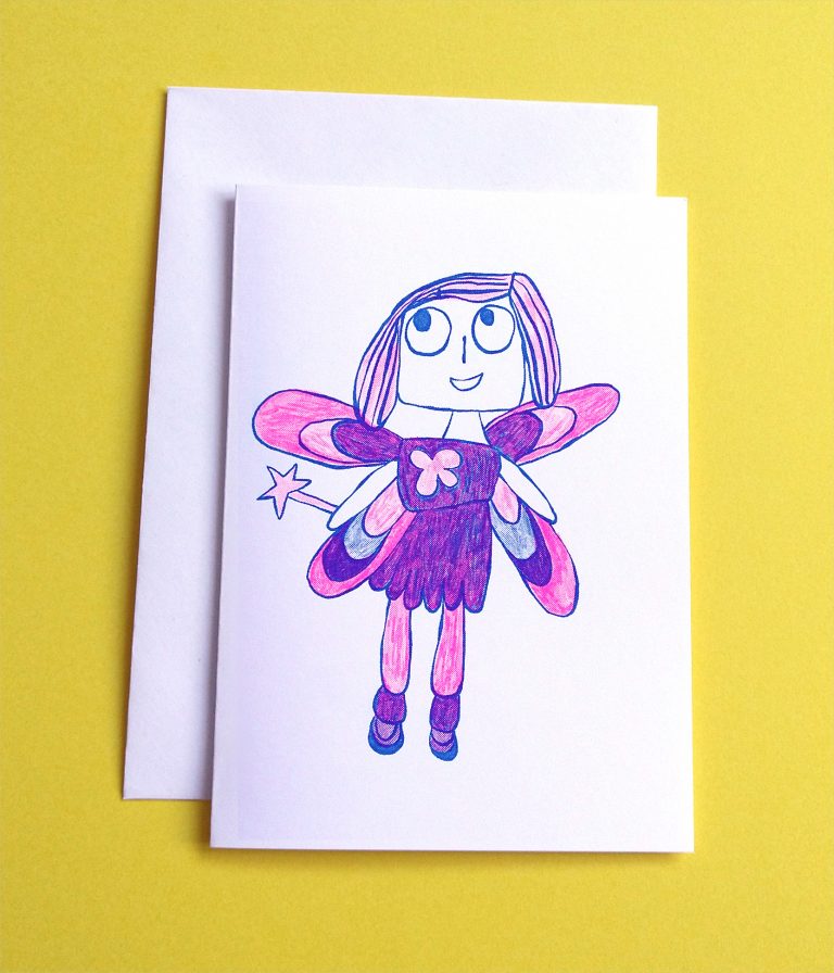 Fairy Riso-Printed Greetings Card by Abbie