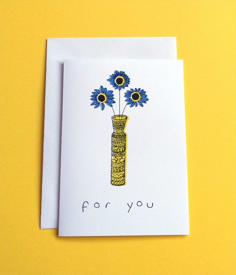 For You Riso-Printed Greetings Card by Hisba