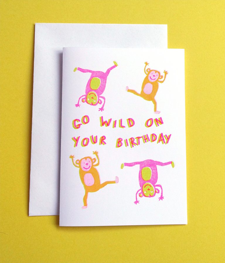 Go Wild on Your Birthday Riso-Printed Greetings Card by Shruti