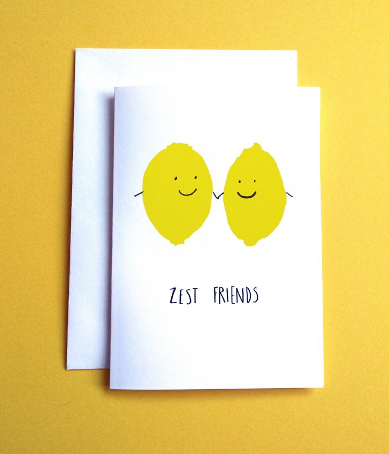 Zest Friends Riso-Printed Greetings Card by Shruti