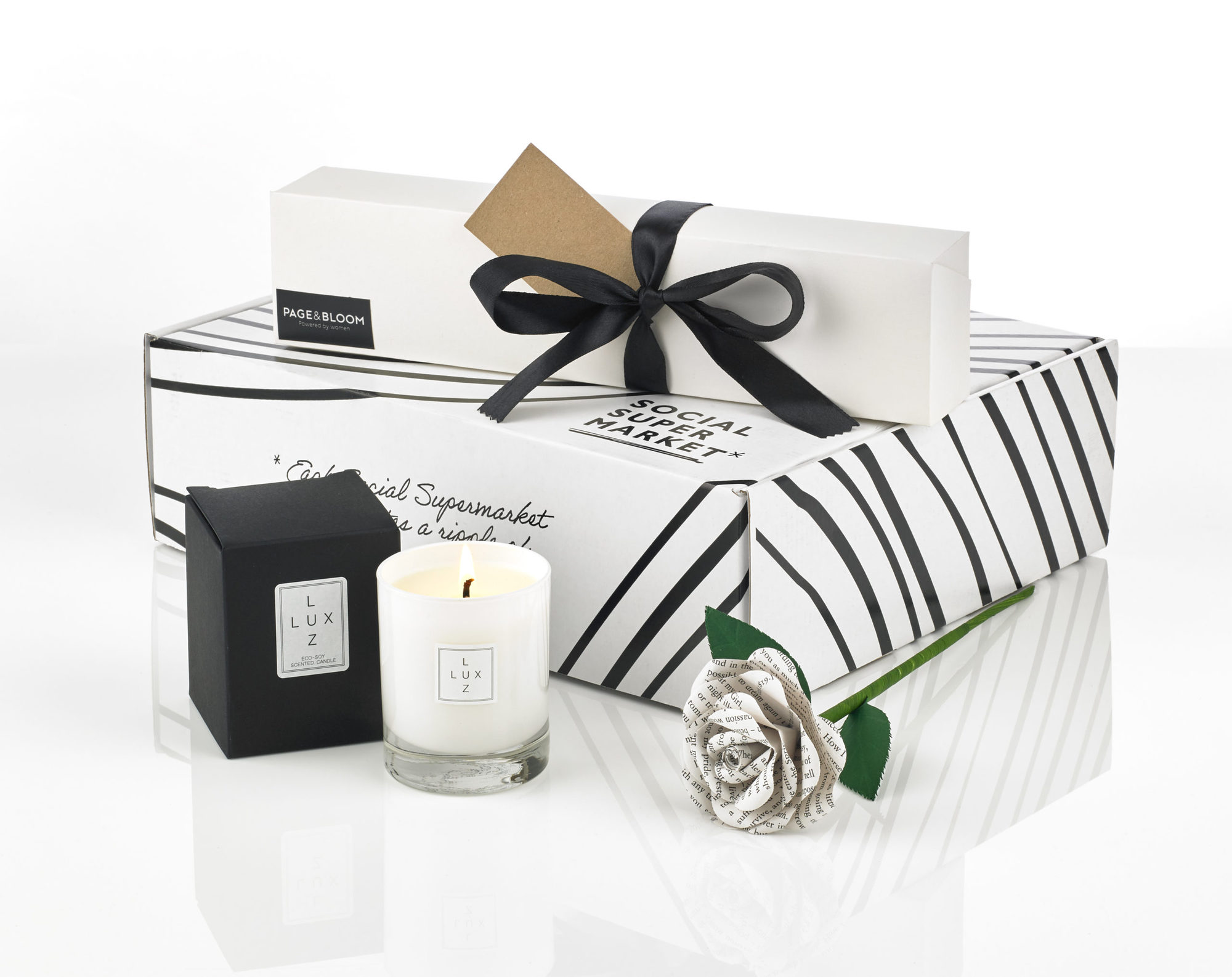 Social Enterprise Rose & Large Candle Gift Box