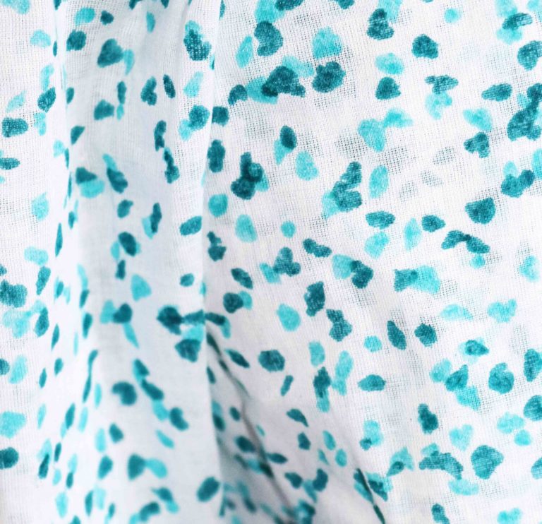 Aqua dot hand block printed organic cotton scarf