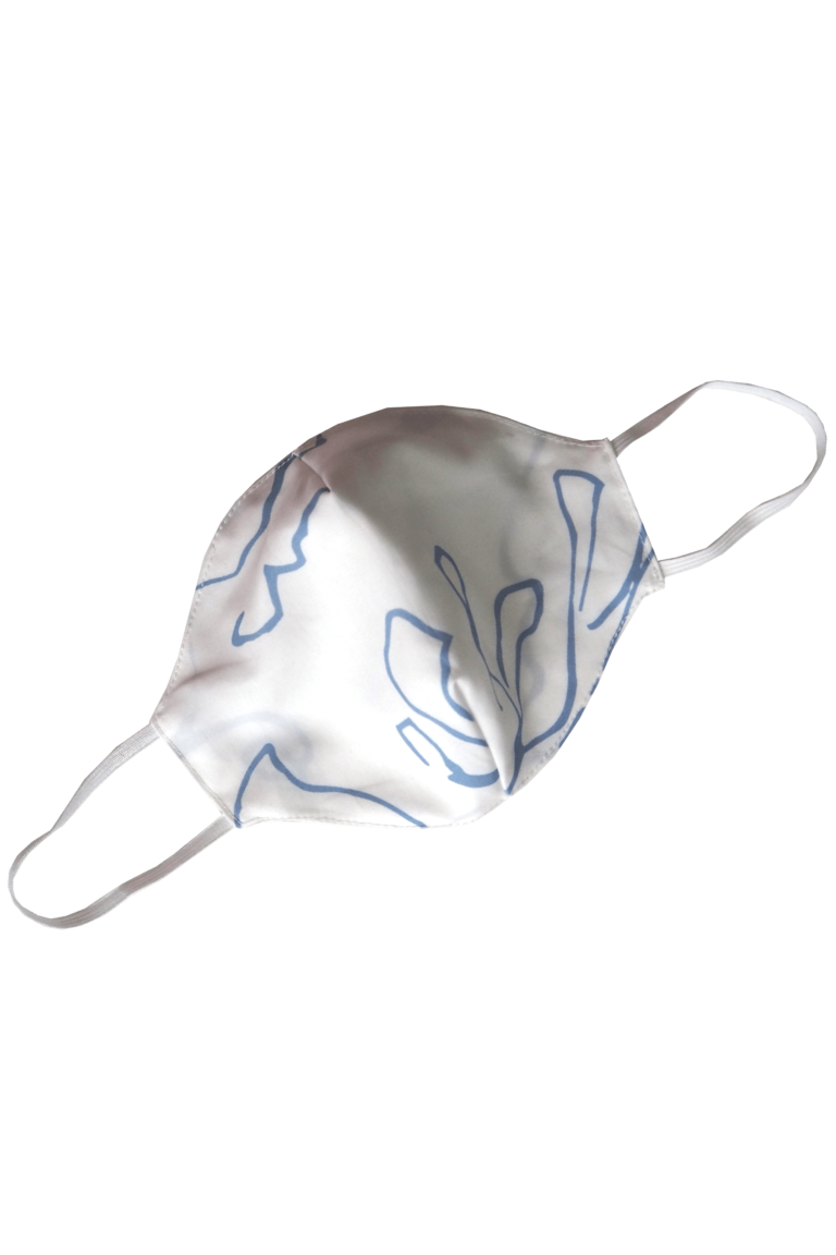 White Printed Tencel Offcuts Face Mask