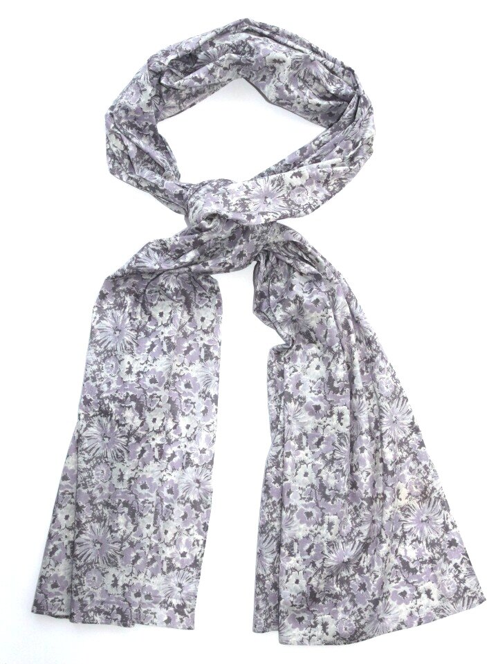 Lilac Floral hand block printed cotton scarf