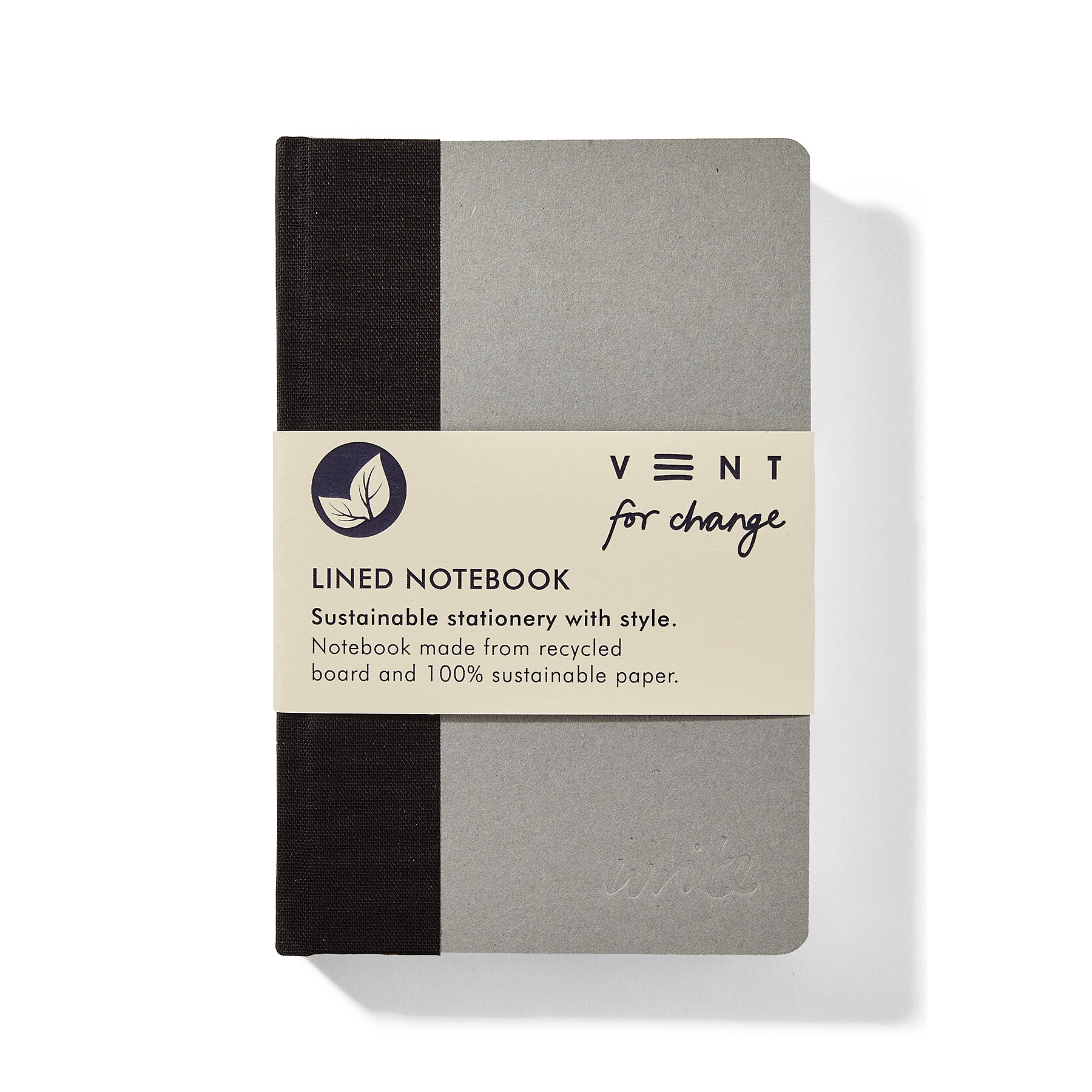 Recycled Board A6 Lined Notebook – Black fabric spine