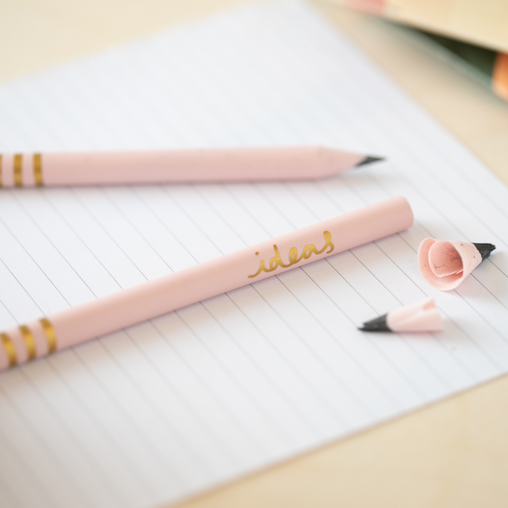 Recycled Carnation Pink Pencils in Cream Ideas Sleeve