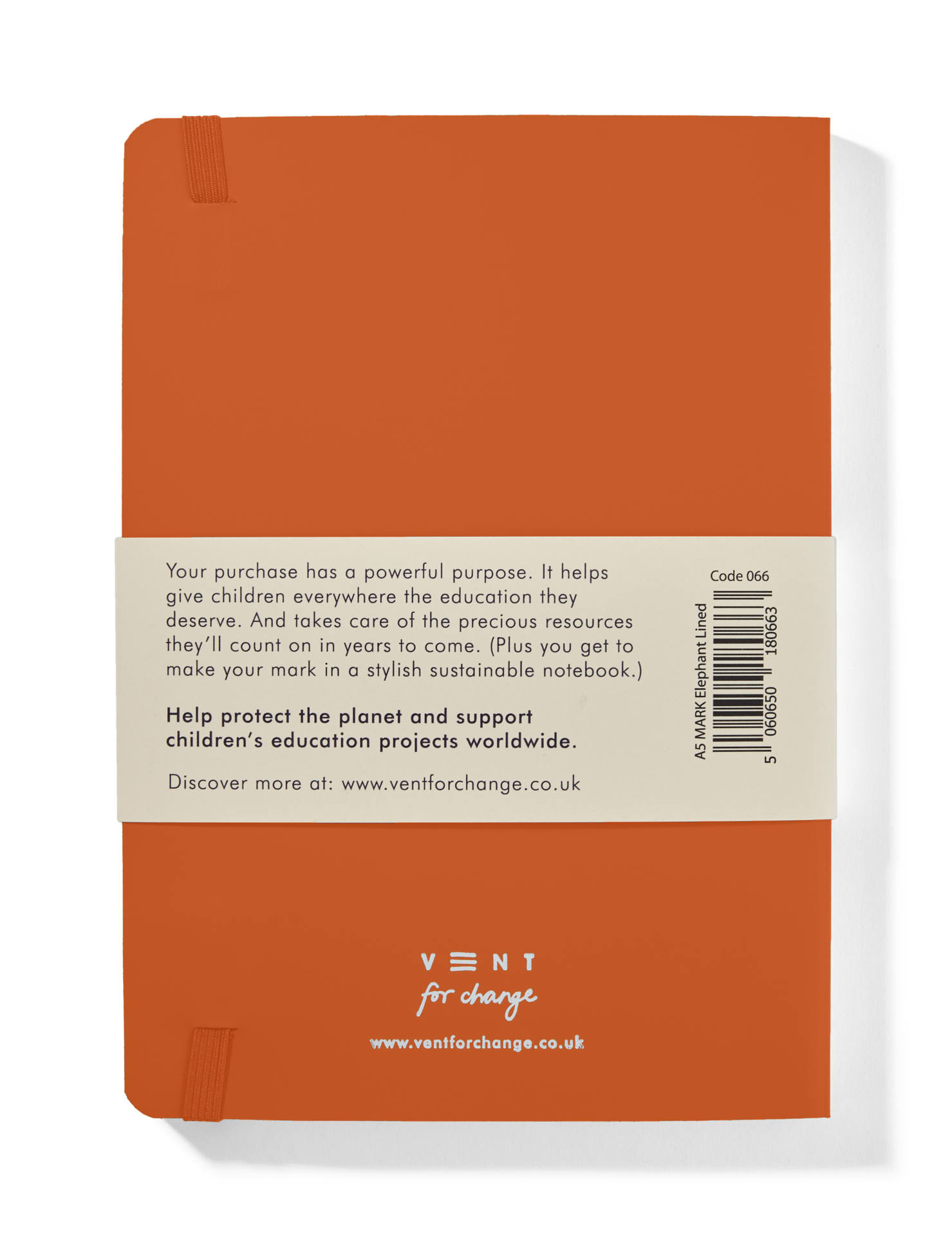 Recycled Leather A5 Lined Notebook - Burnt Orange