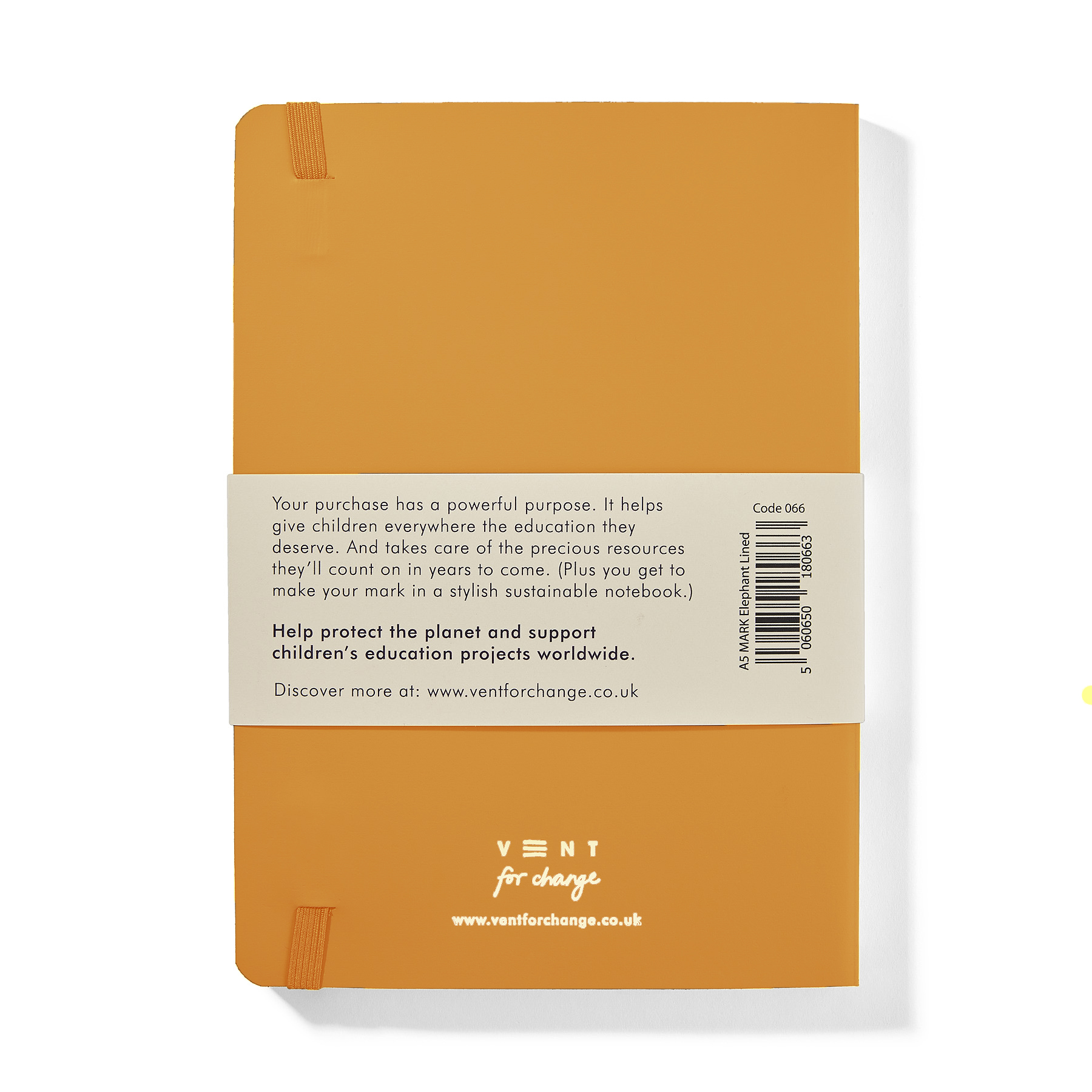 Recycled Leather A5 Lined Notebook - Mustard Yellow