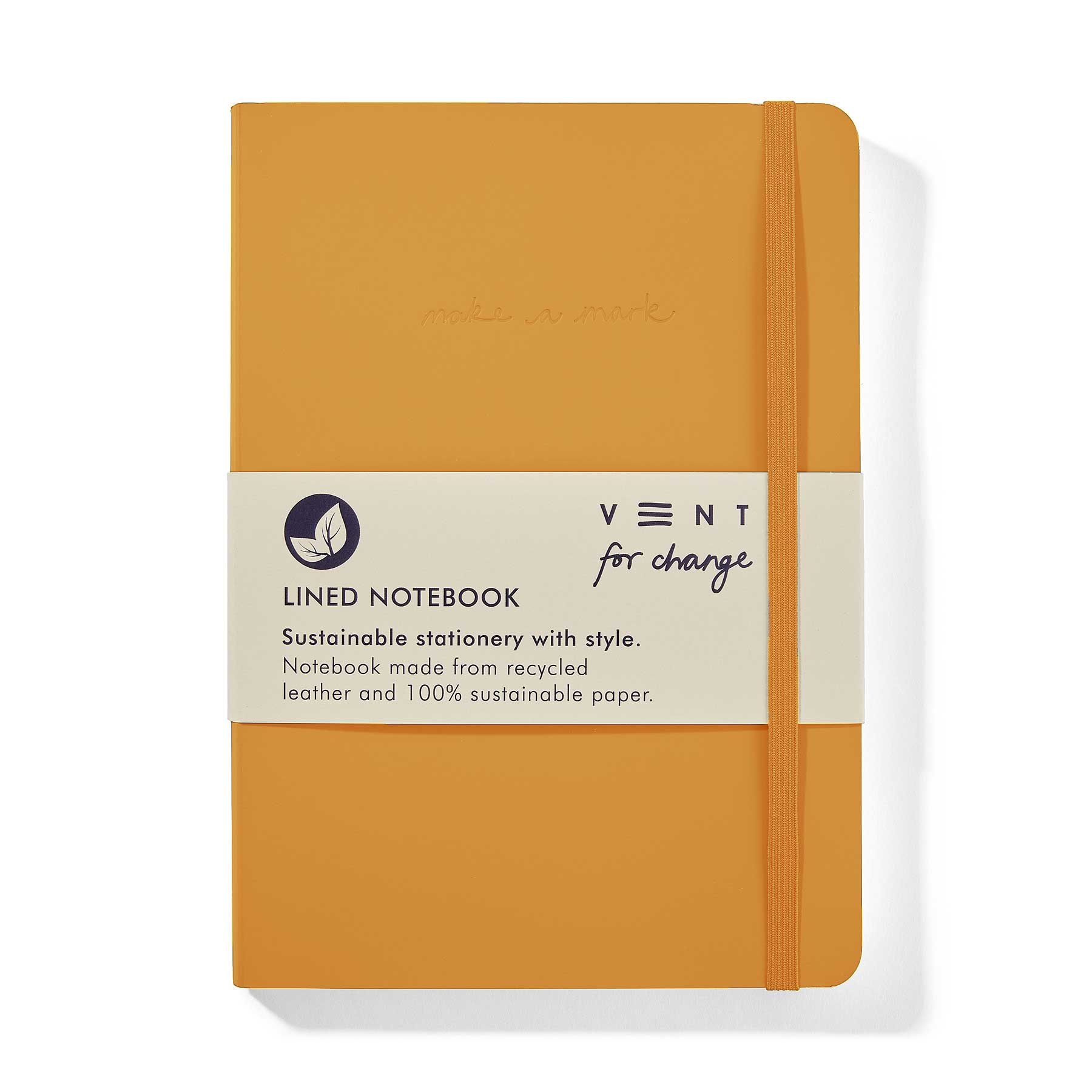 Recycled Leather A5 Lined Notebook - Mustard Yellow