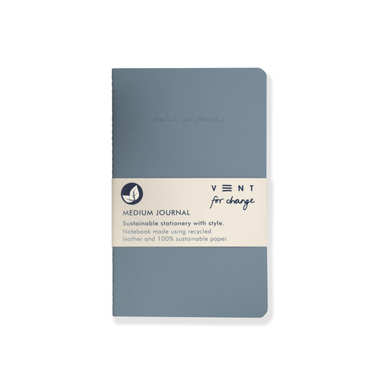 Recycled Leather Medium Notebook Journal - Dusty Blue