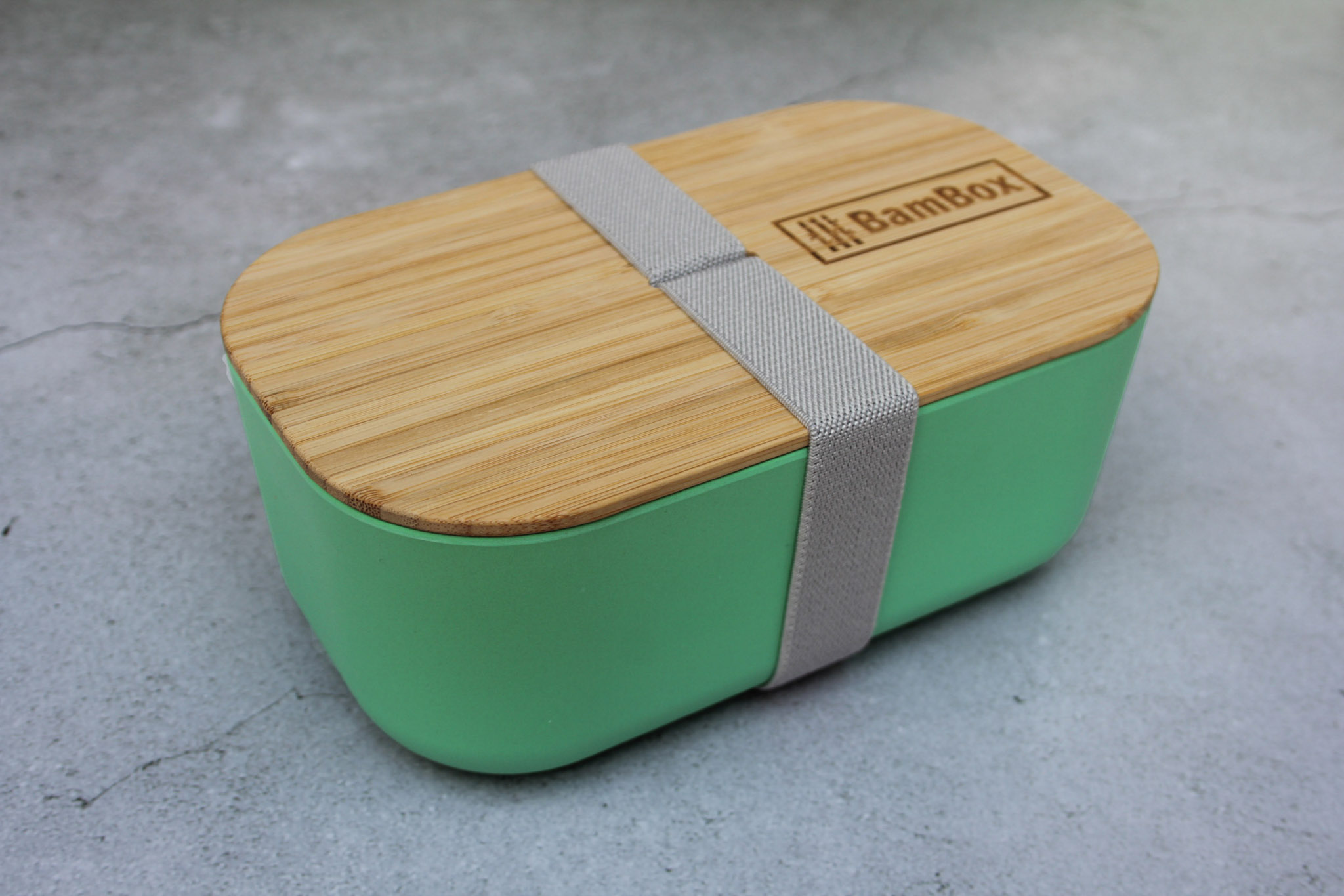Microwaveable Bamboo Lunch Box, Green (1.1L)