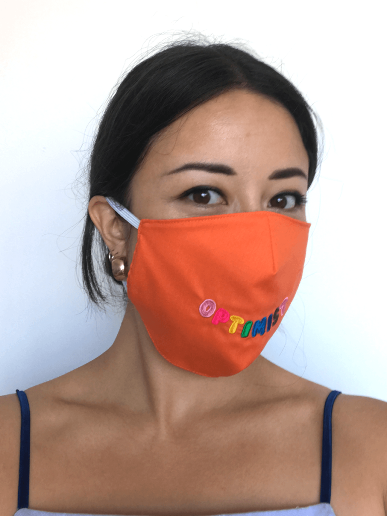 Living Wage Embroidered Orange Optimist Face Mask – Made To Order – 1-2 week wait
