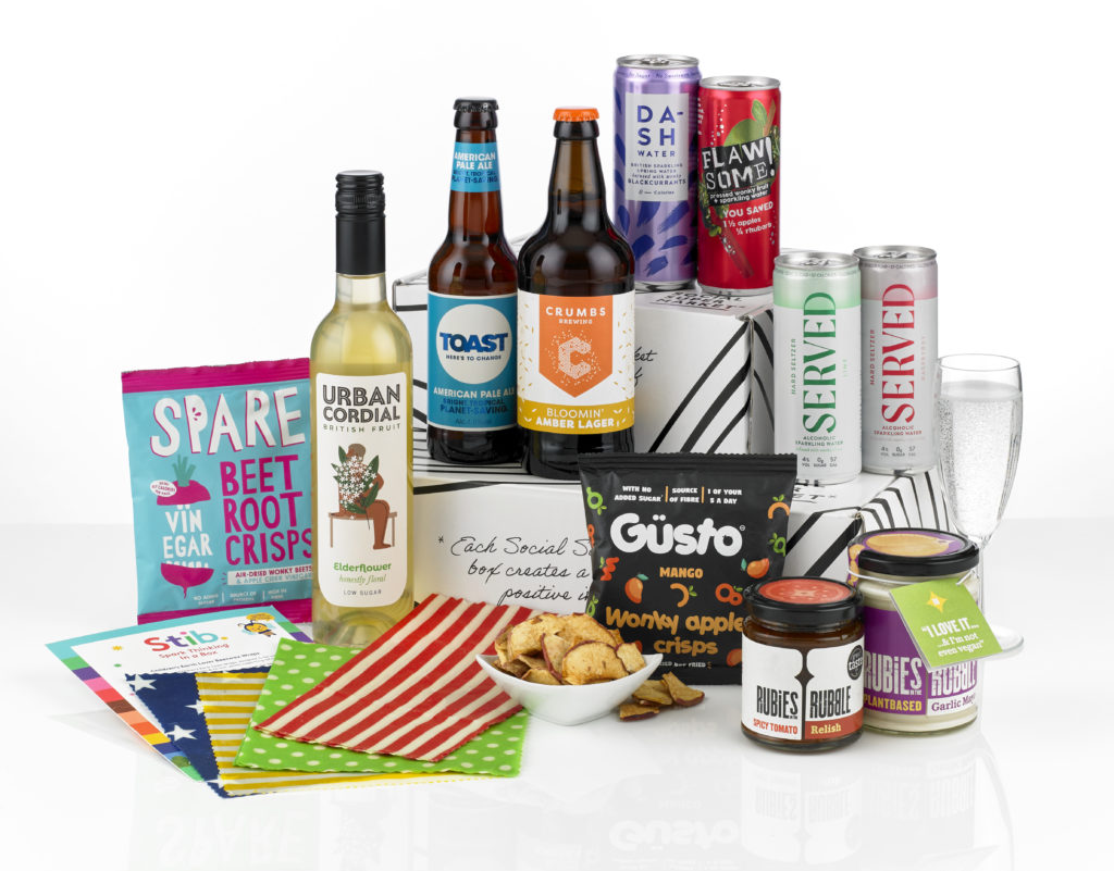 The food waste warrior gift box showing its contents laid around it