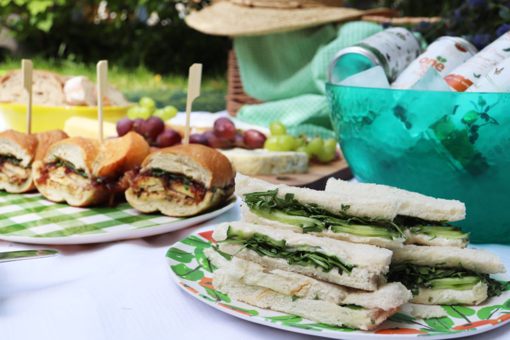 A One GIn picnic including G&T cucumber sandwiches 