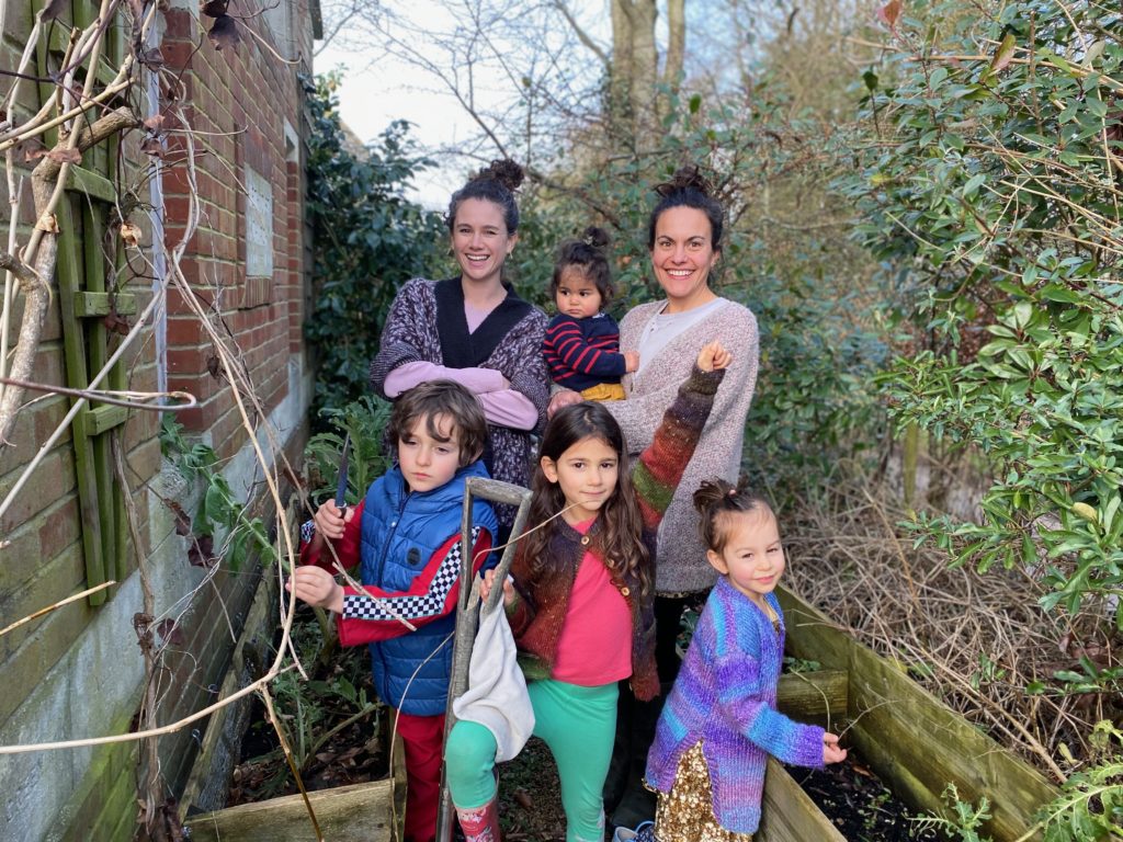 Amelia, founder of bide with her family in an outdoors location