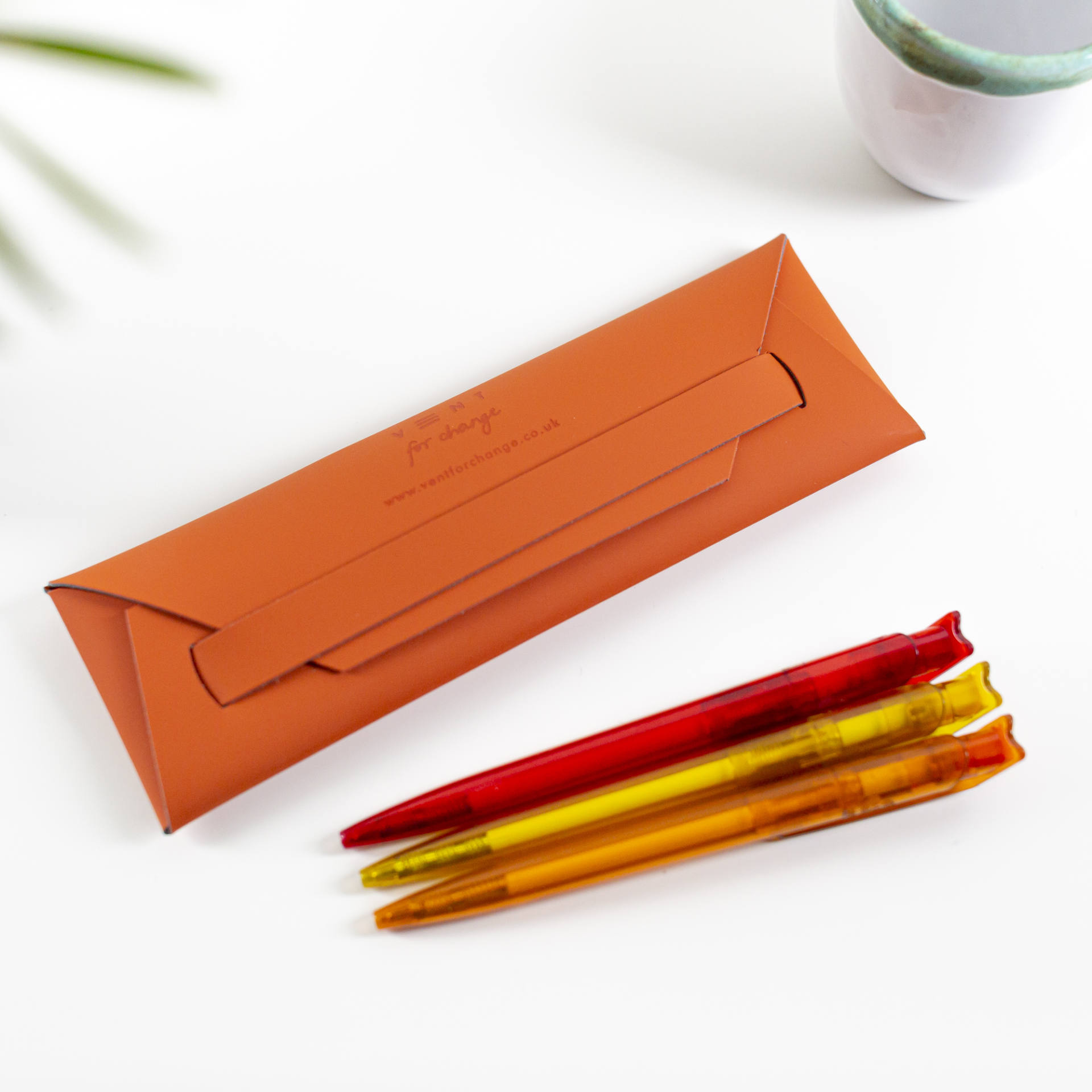Recycled Leather Pen / Pencil Pouch - Green