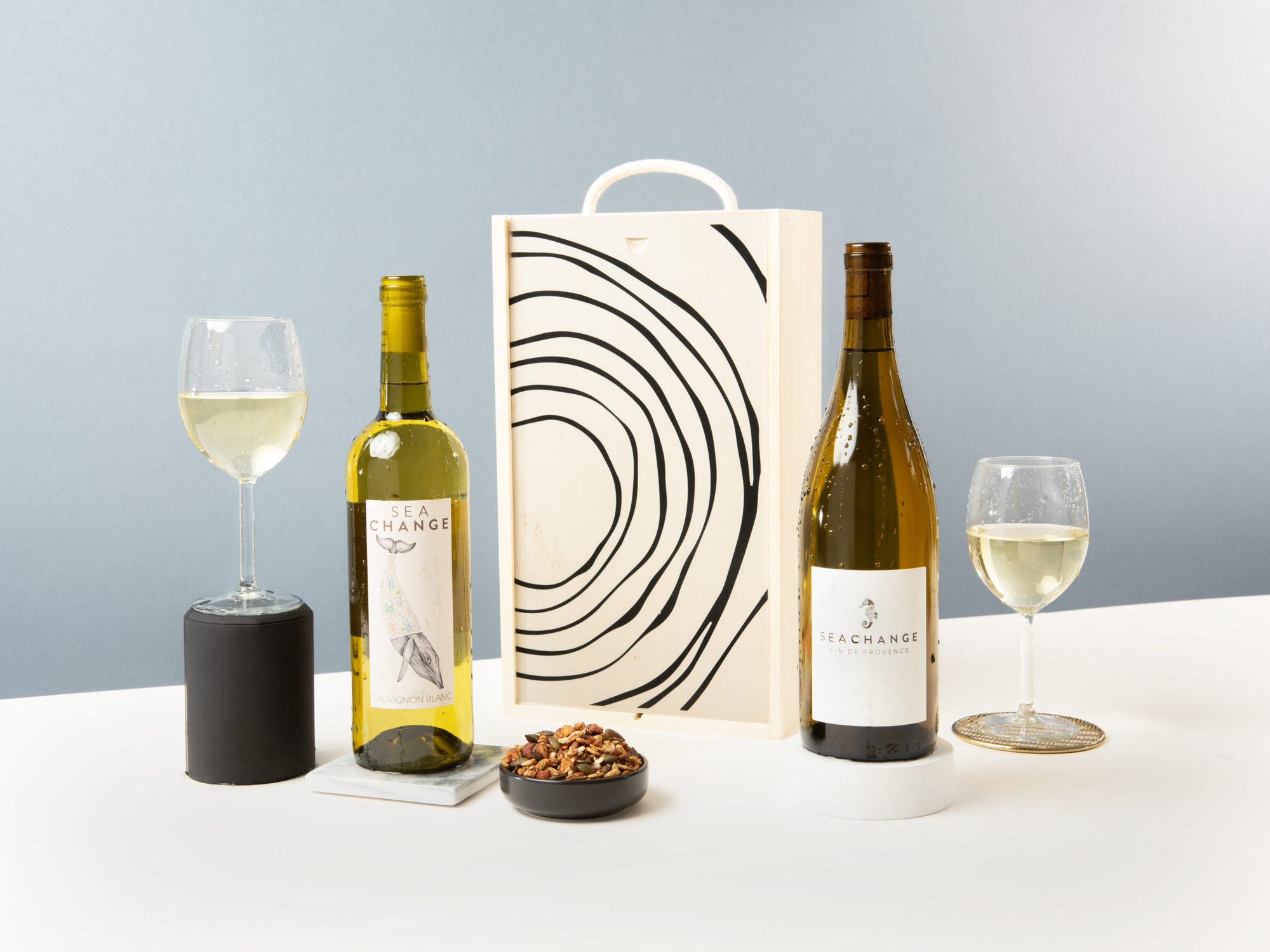The Premium White Wine Duo with Wooden Gift Box