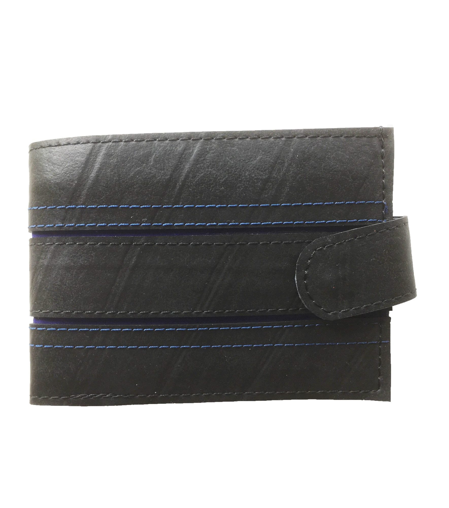 Upcycled Tyre Men Wallet with Magnetic Button - blue