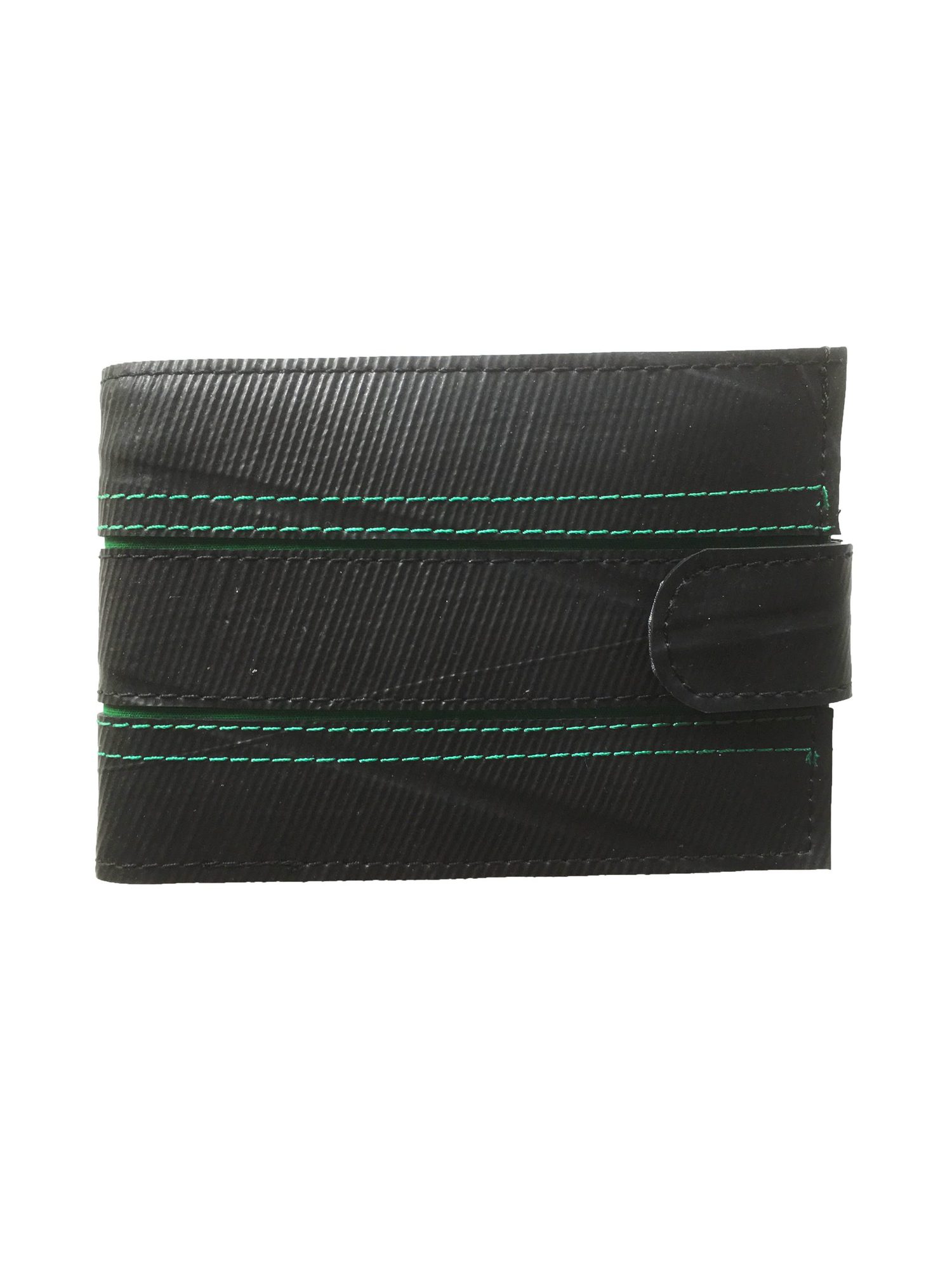 Upcycled Tyre Men Wallet with Magnetic Button - green