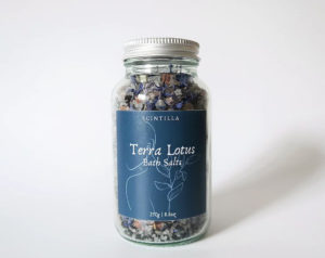 A jar of Terra Lotus bath salts by Scintilla