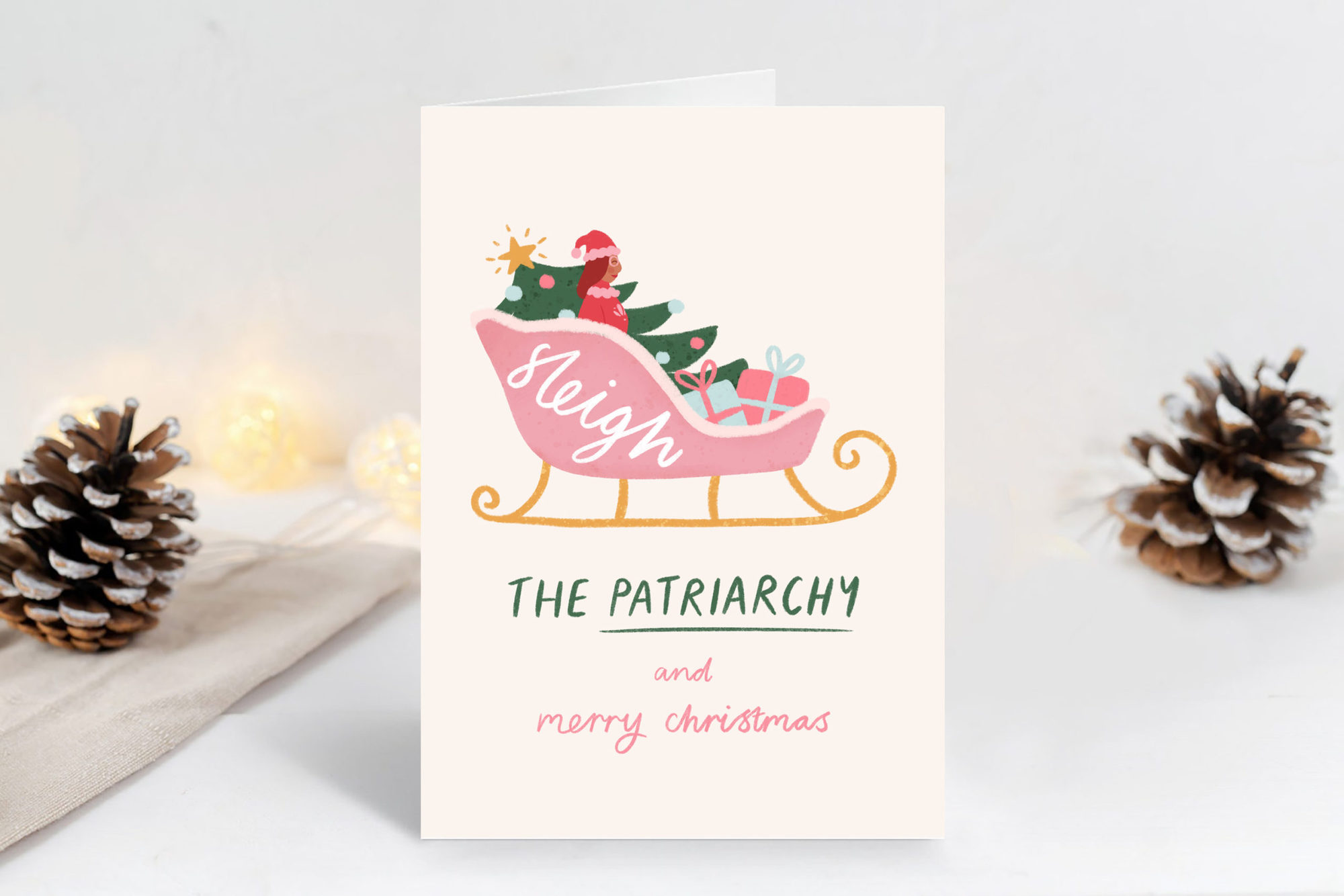 Sleigh the Patriarchy Christmas Cards with Envelopes (Pack of 10)