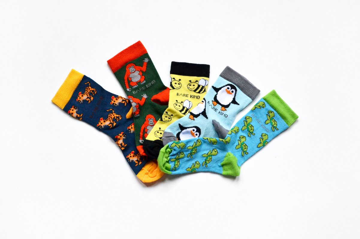 'Save the Animals' Bamboo Socks for Kids - Full Set of 5