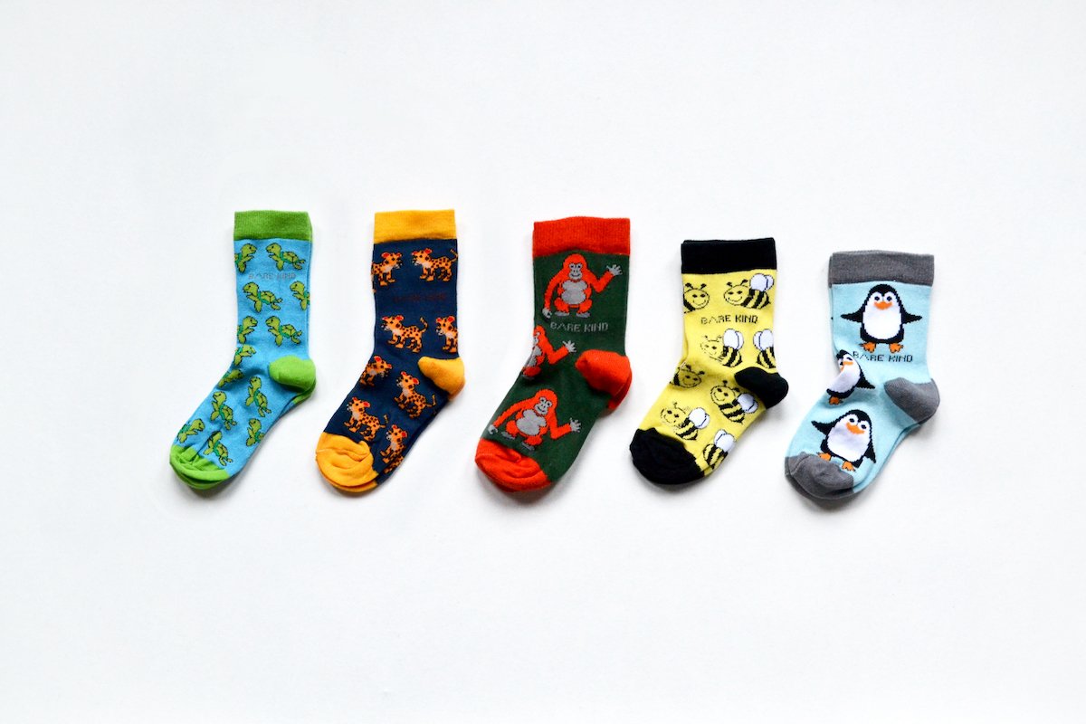 'Save the Animals' Bamboo Socks for Kids - Full Set of 5