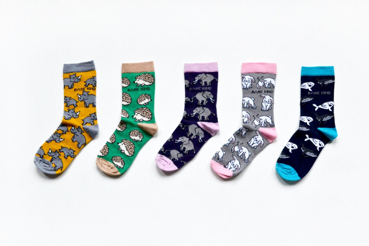 Save the Animals Bamboo Socks for Kids - Full Set of 5