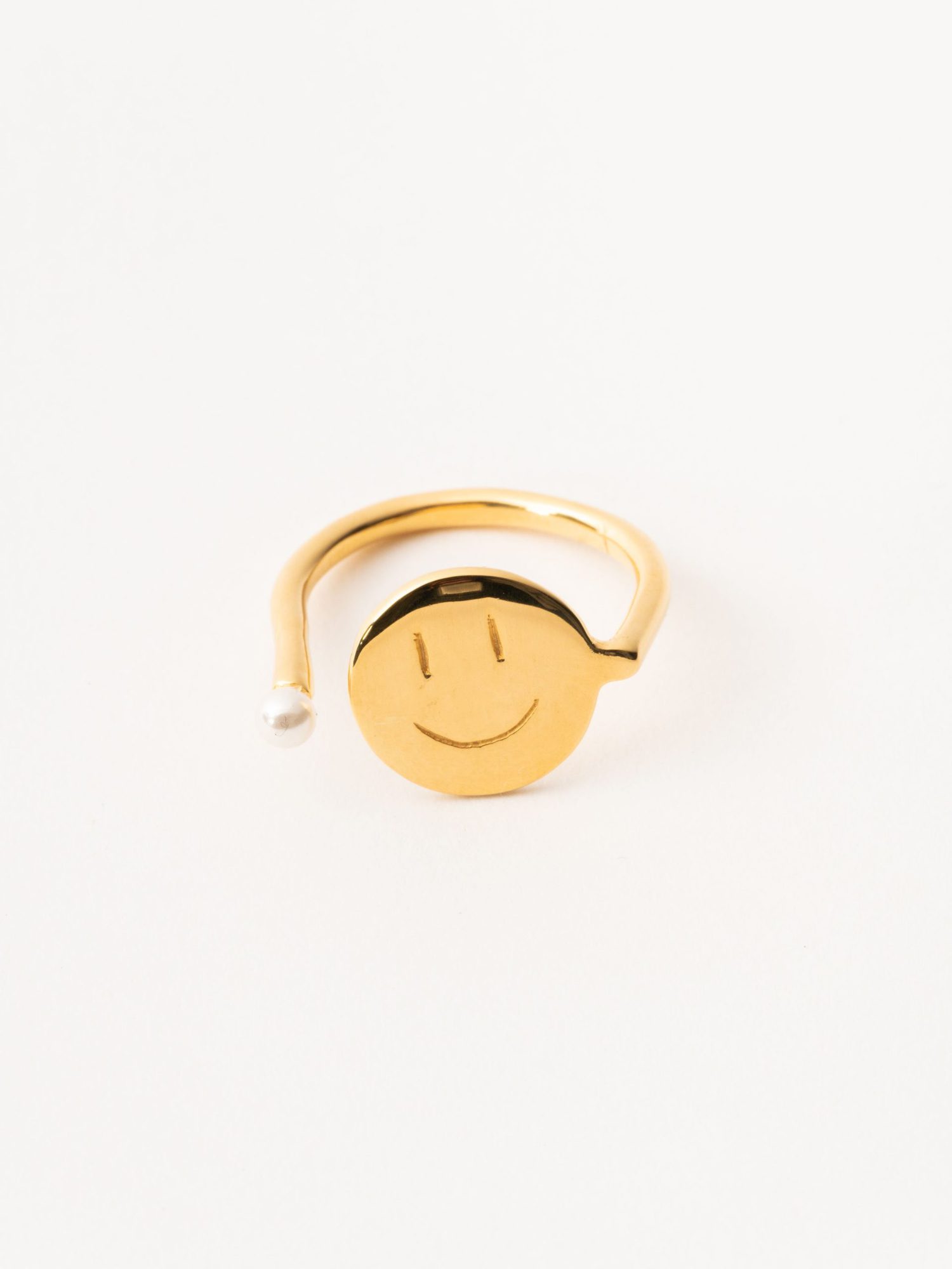 Gold Smiley Face Open Charm Ring