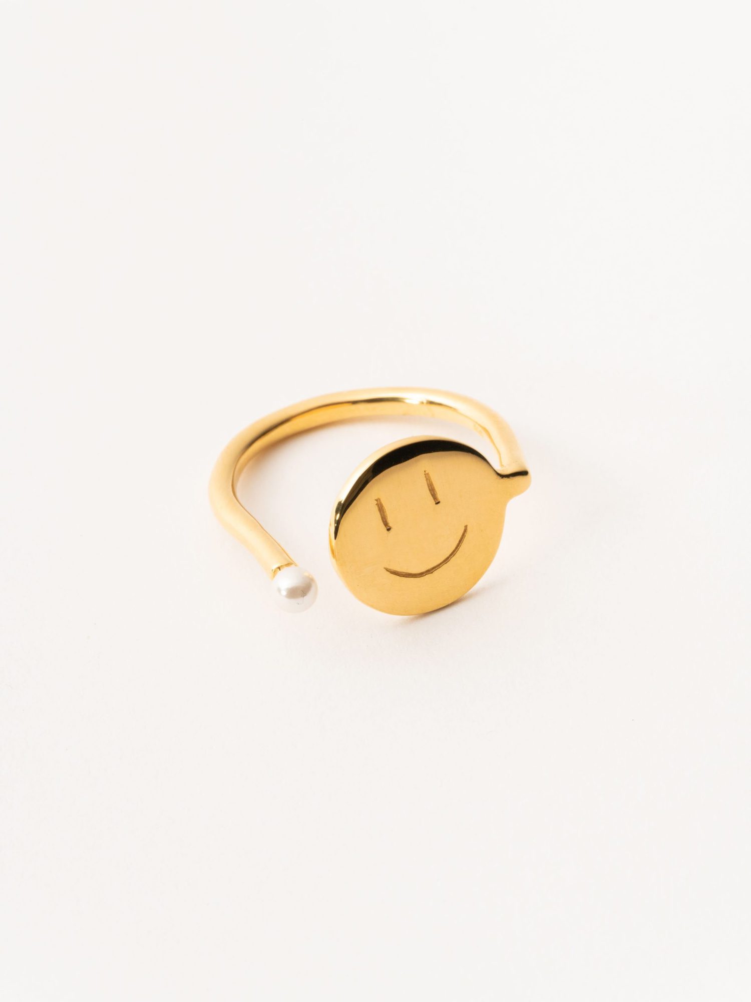 Gold Smiley Face Open Charm Ring