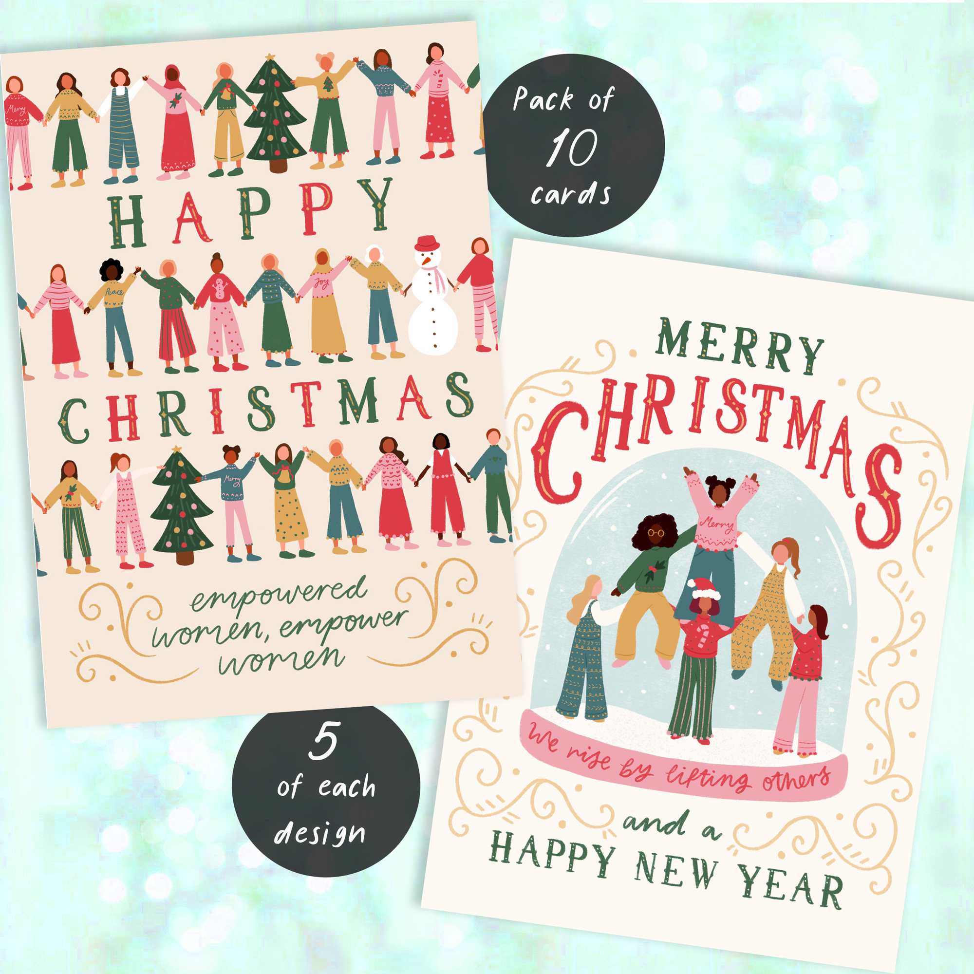 Women Supporting Women Christmas Card Mixed Pack with Envelopes (Pack of 10)