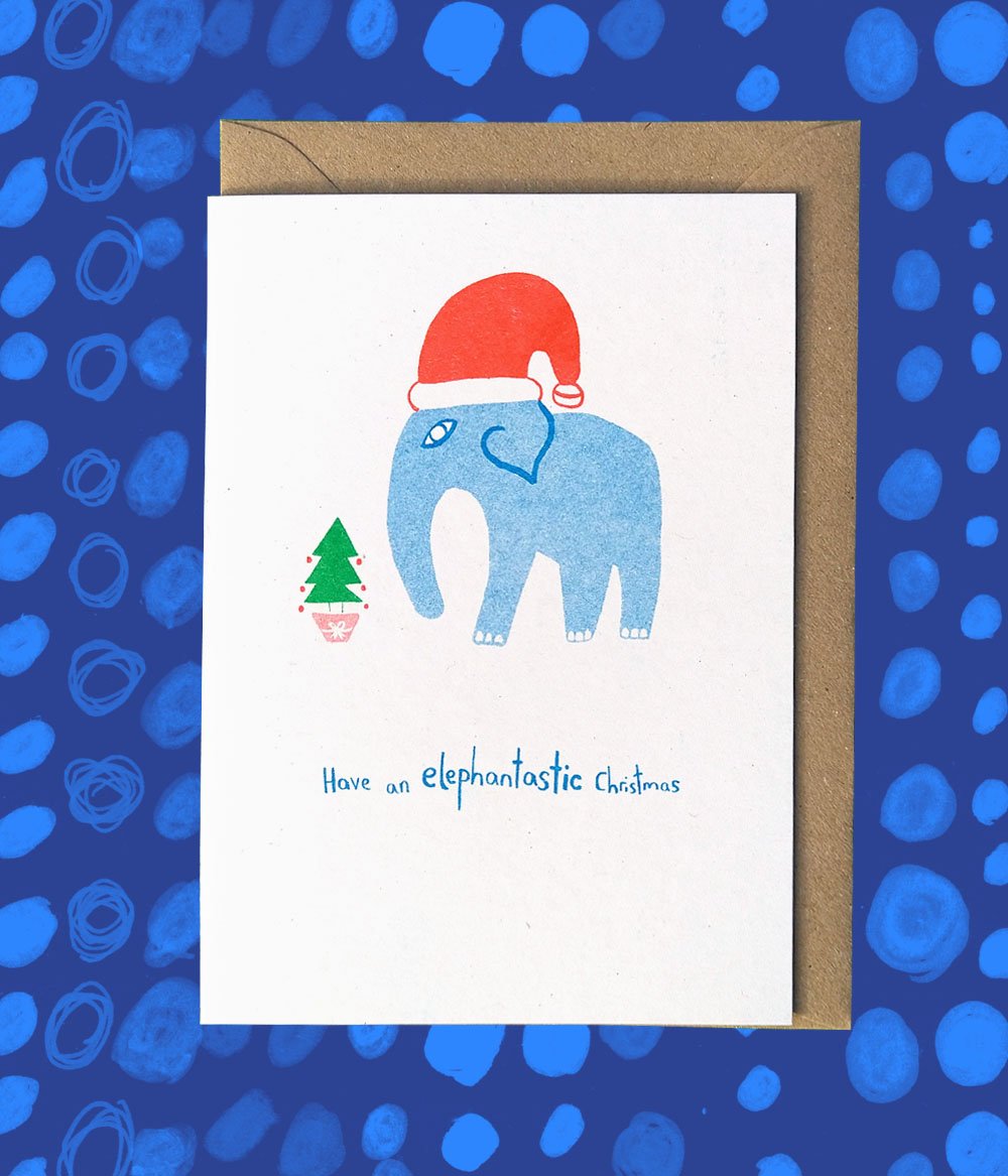 'Have an Elephantastic Christmas' Card by Bobbi
