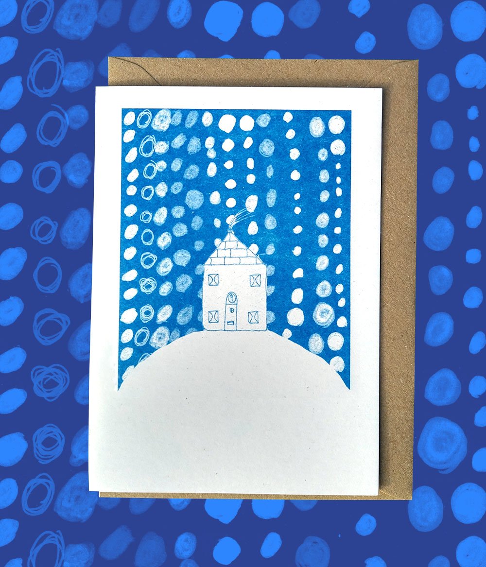 Snowy House Christmas Card by Giulia and Shine