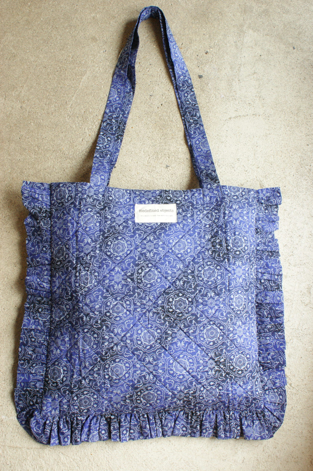 Blue Pattern Frill Tote Bag