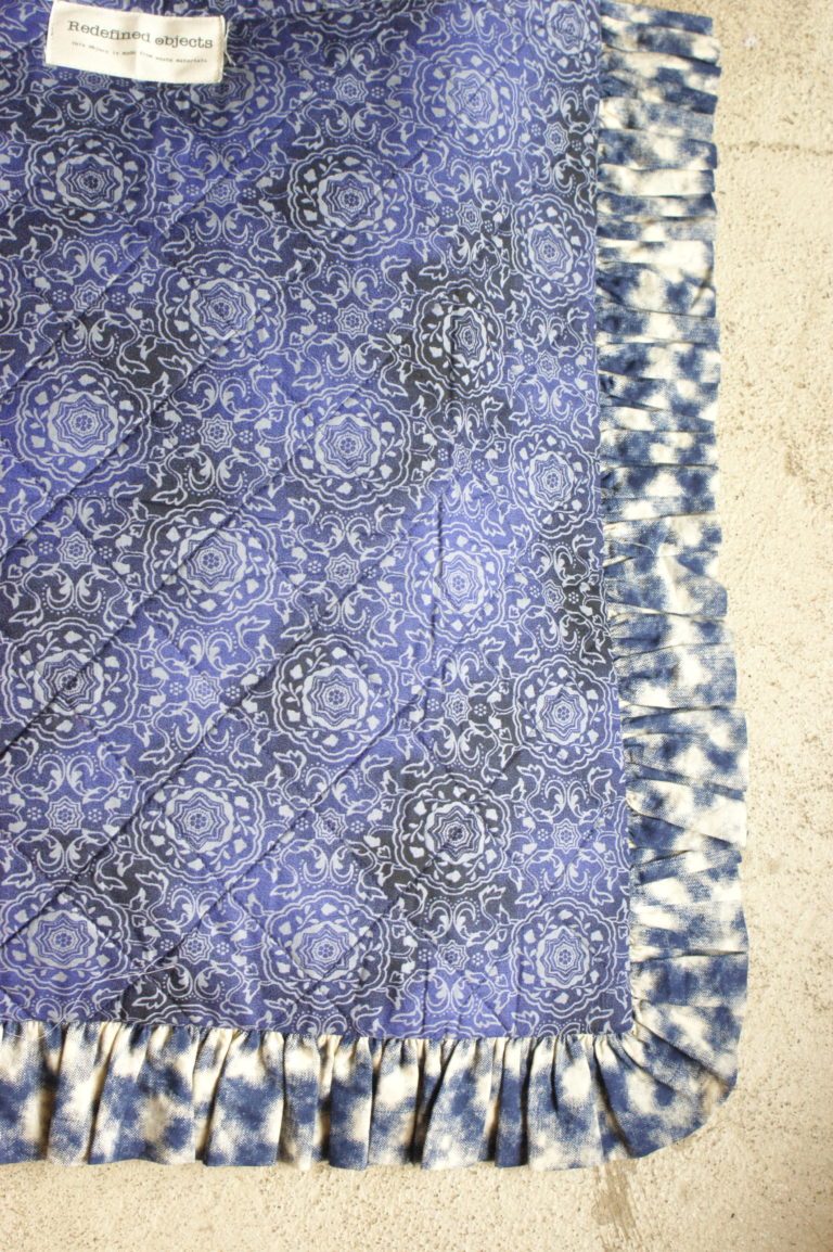 Blue Pattern Frill Tote Bag - Large