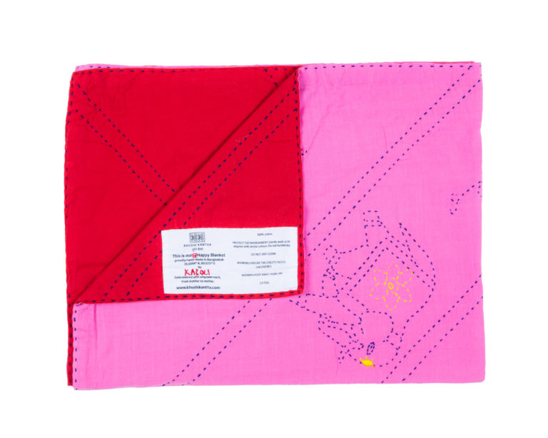 Dinajpur Happy Blanket in Pink and Red