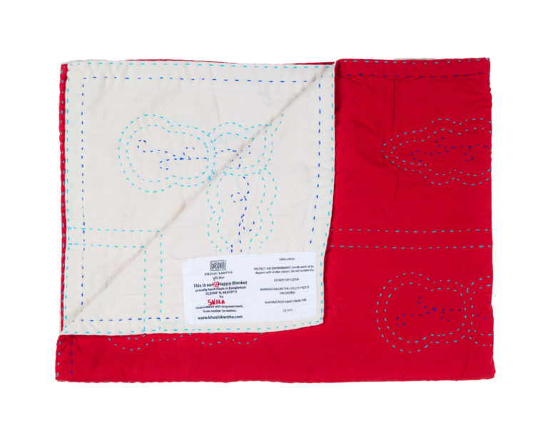 Gaibandha Happy Blanket in Red and Cream