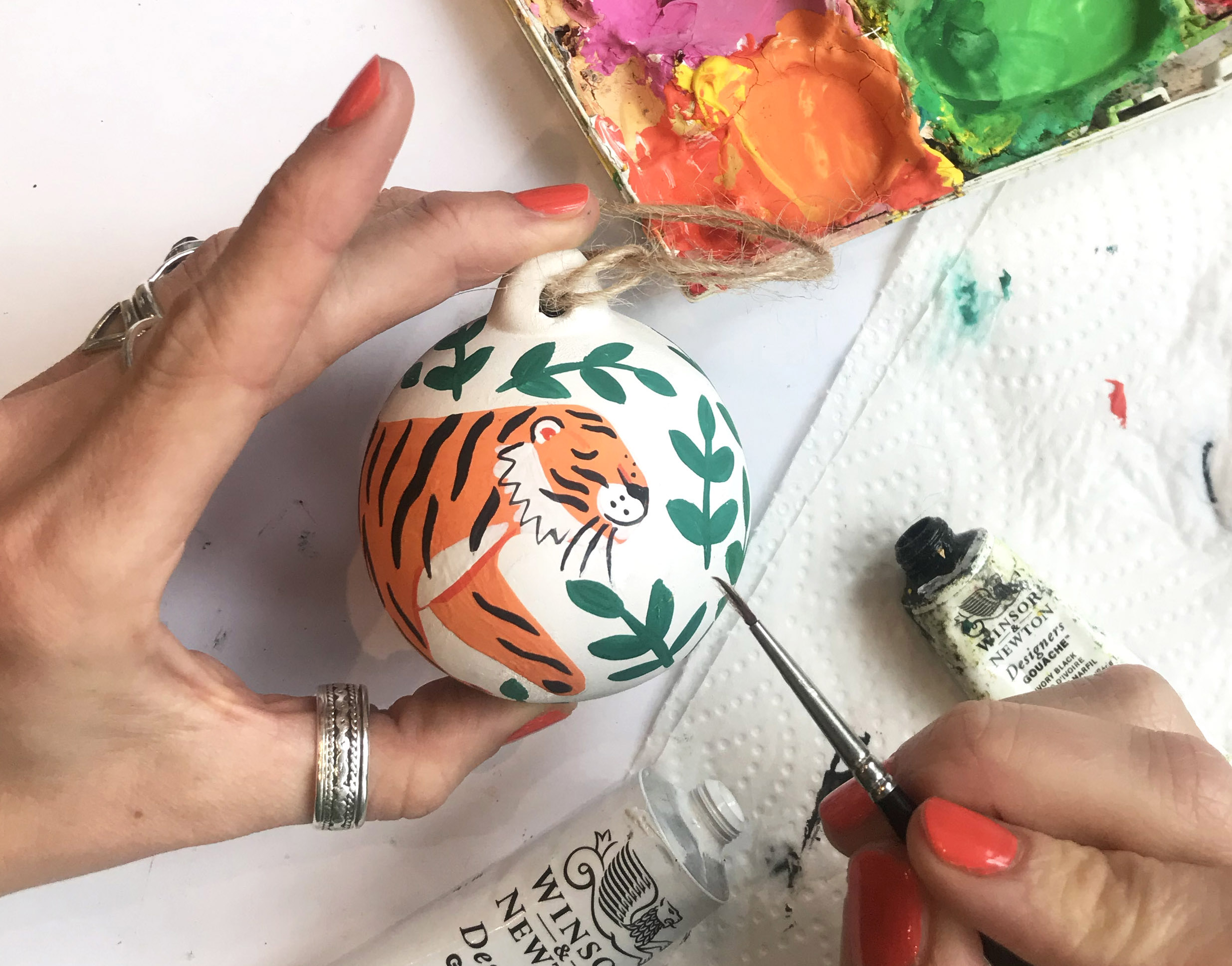 Tiger in the Jungle Christmas Ceramic Bauble