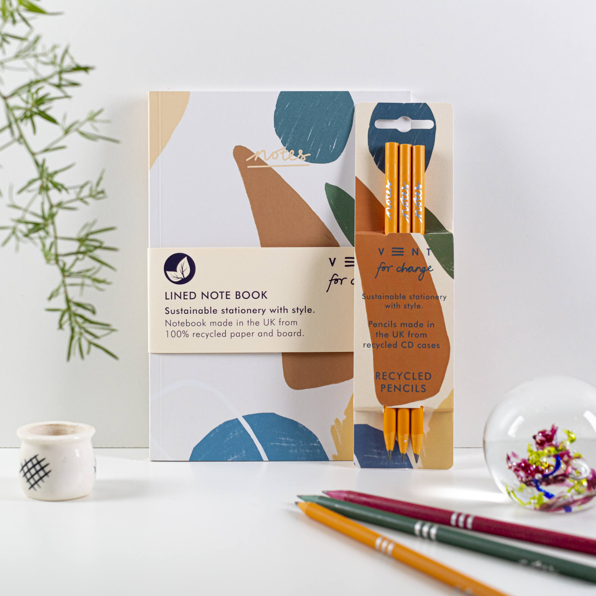 Notebook and Pencils Gift Set Bundle - earth