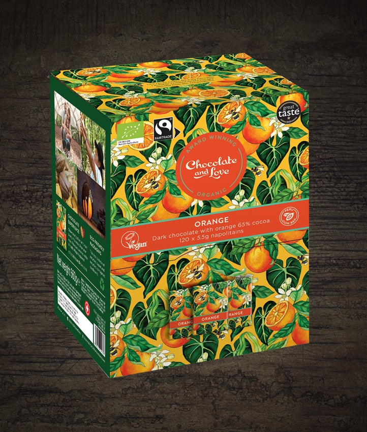 Orange Dispenser Box of Vegan Dark Chocolate - 120 x 5.5g Napolitains