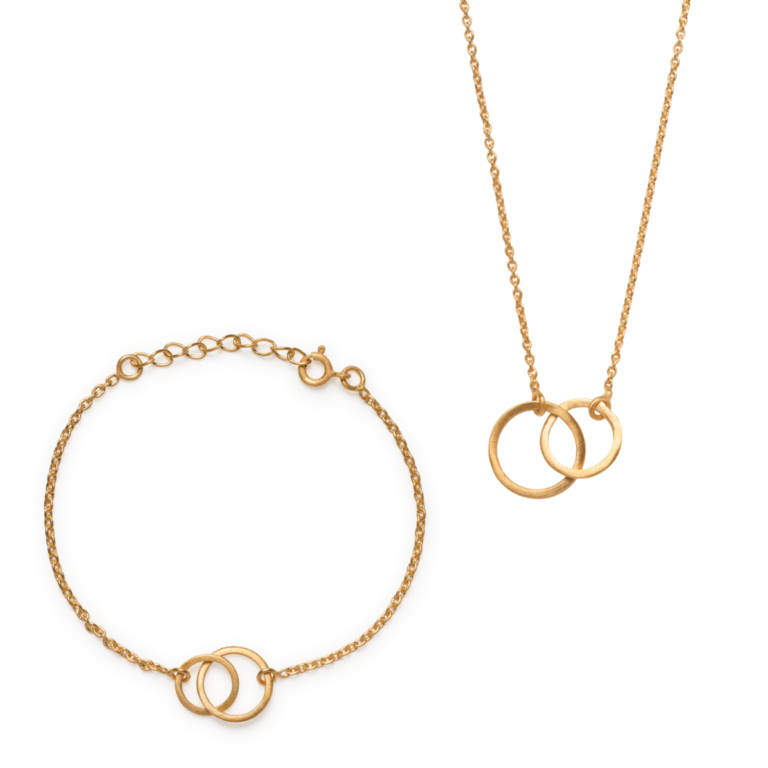 Kavita Bracelet &amp; Necklace Set - Matte Gold