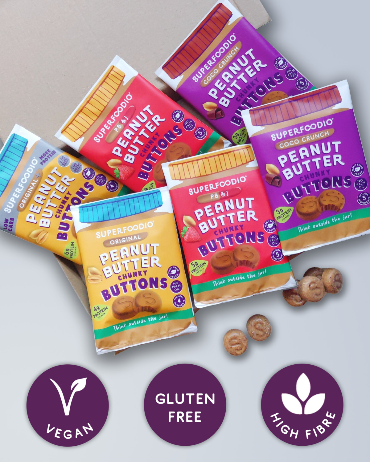 Peanut Butter Buttons Snacking Bundle (13 Products - Various Sizes)