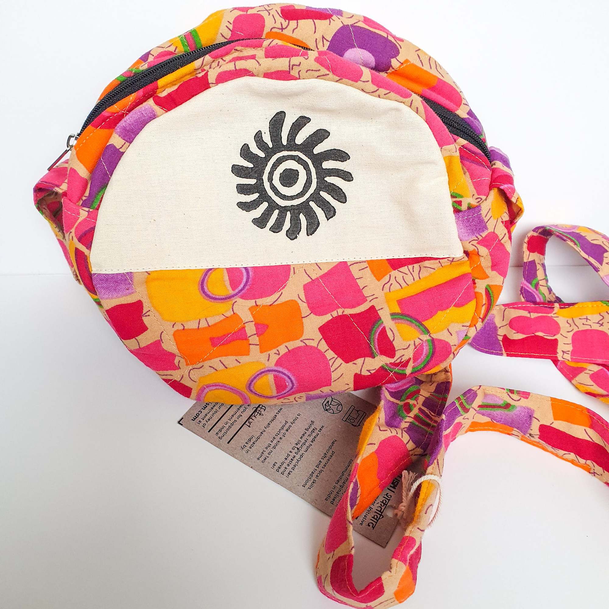 Round sari shoulder bag