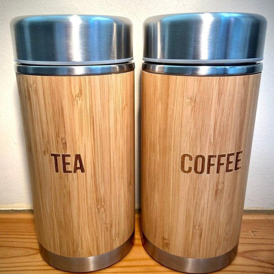 Set of 2 Tea/Coffee Caddies - Brown